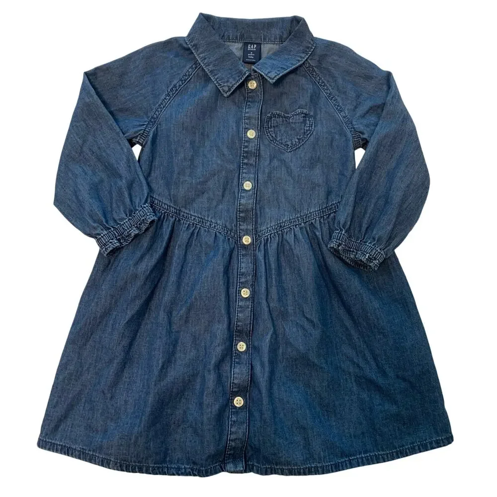 GAP Denim Long Sleeve Button Down Dress
